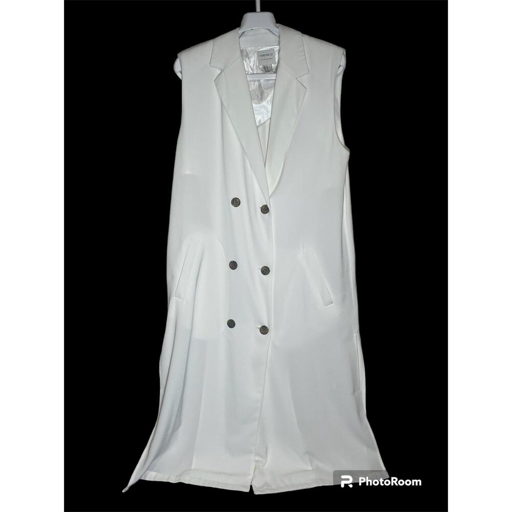 Forever21 Sleeveless Double Breasted Long Vest Duster Coat Women's Size M USED